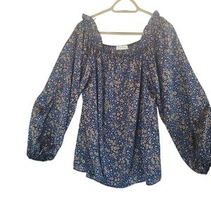 First Love Woman’s Blue Floral Off/On The Shoulder Size 1X